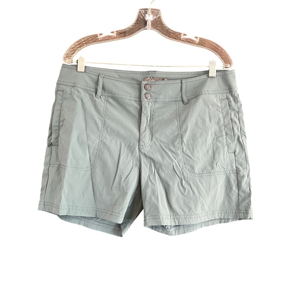 Prana Halle Shorts Womens 14 Sage Green Zion Stretch Hiking Outdoor Trail